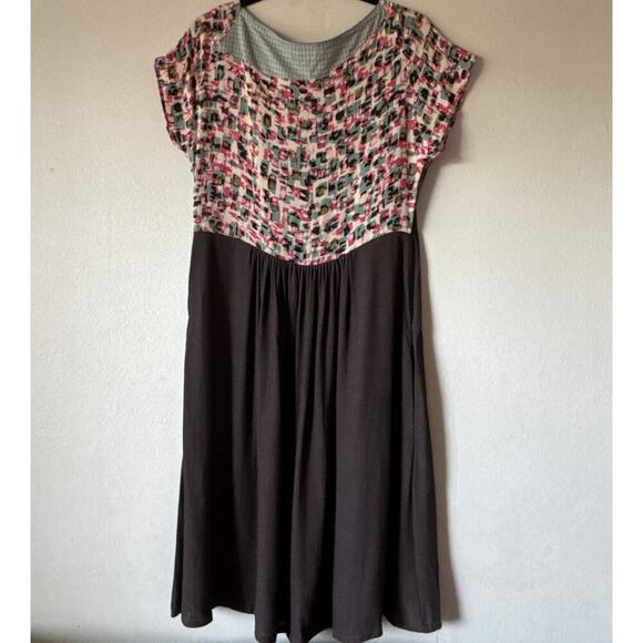 Rebe by Debra Weiss Dress Women’s Size Large Artsy Mixed Print Pockets Retro - Picture 6 of 8